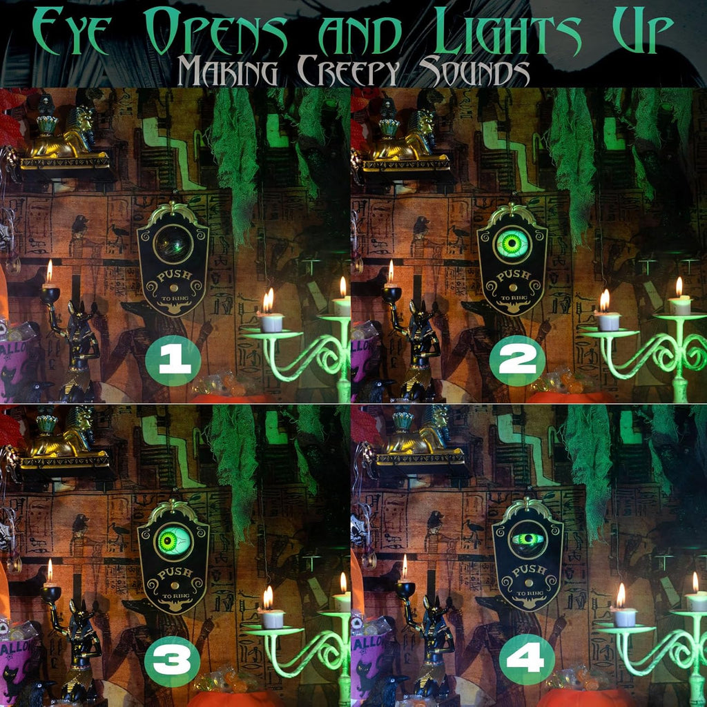 Halloween Haunted Eyeball Doorbell,  Halloween Decoration with Spooky Sounds & Lightup Eye, Trick or Treat for Halloween House Decor