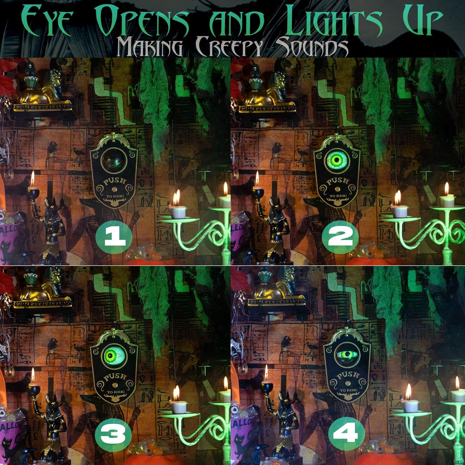 Halloween Haunted Eyeball Doorbell,  Halloween Decoration with Spooky Sounds & Lightup Eye, Trick or Treat for Halloween House Decor